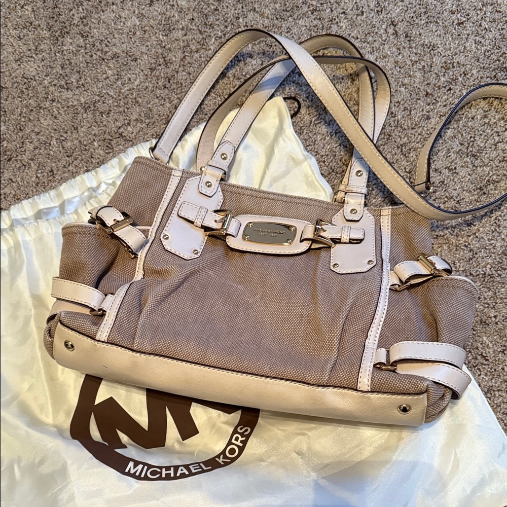Michael Kors Canvas and Leather Satchel
